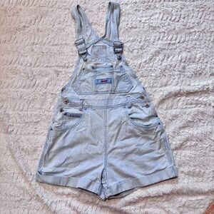 Vintage 90s grail Squeeze Jeans Blue White Pinstripe short overalls 100% cotton